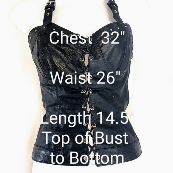 ECHTES LEDER Futter Women's Black Leather Open Back Halter Vest - Picture 10 of 11